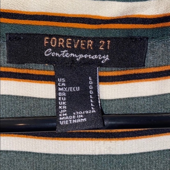 NEW Forever 21 Striped Silk Shirt - Picture 3 of 4